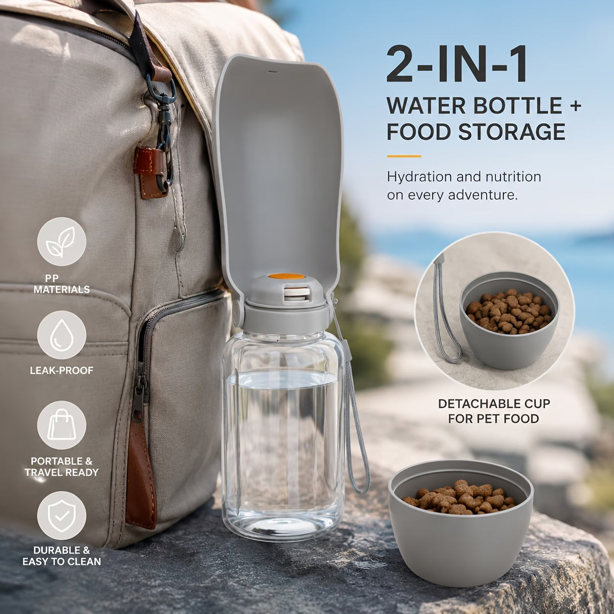 Portable Dog Food and Water Bottle